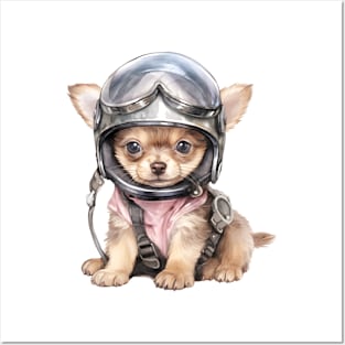 Chihuahua Dog in Helmet Posters and Art